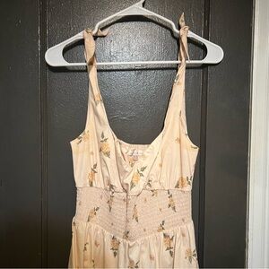 Peach Floral Tie-Shoulder Summer Dress